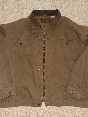 VTG Legendary Whitetails Canvas Jacket Flannel Lined  Buck Leather Collar 3XL